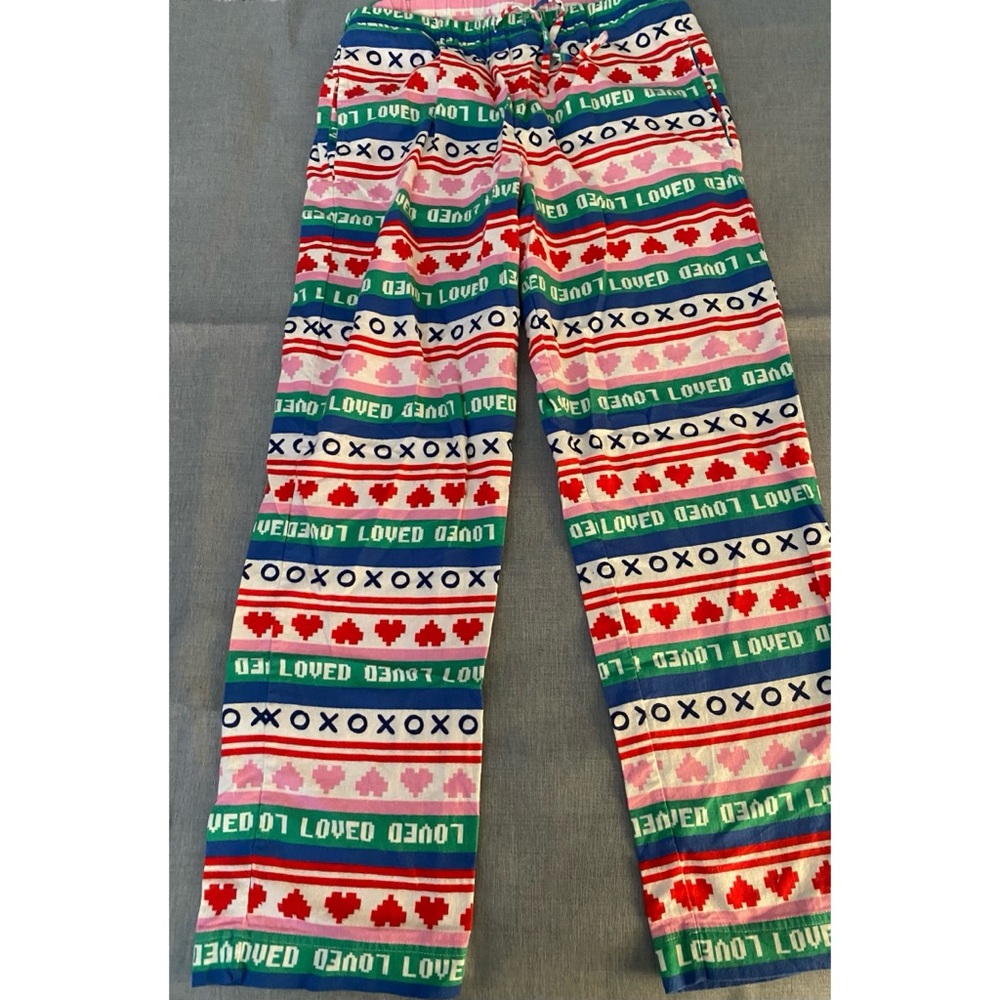 Hanna Andersson Red and Pink Pajama heart pajama bottoms size adult medium.